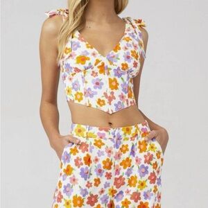 Peppermayo x Revolve multicolor floral bustier top size 4